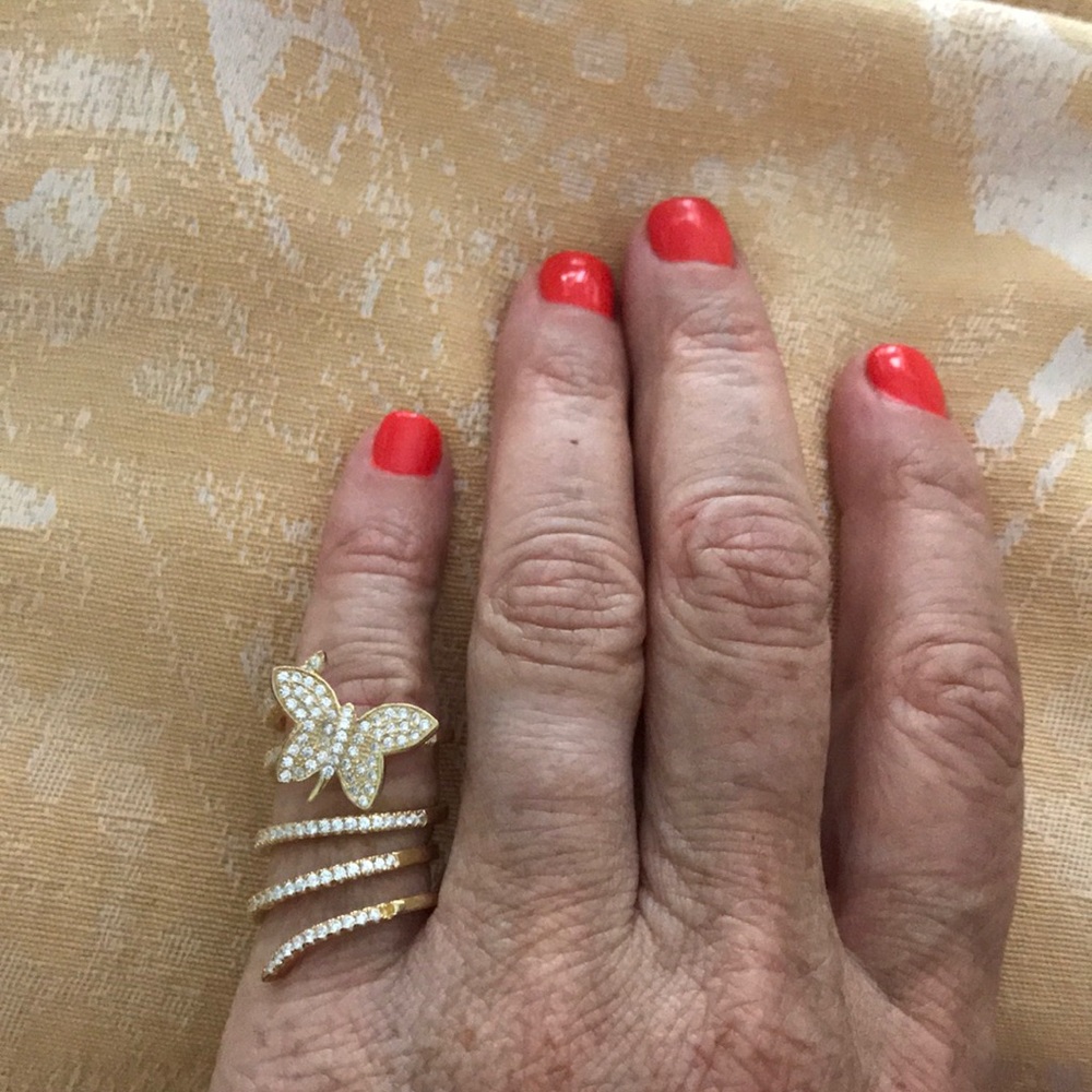 Gold plated sterling silver ring butterfly